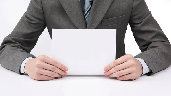 Businessman Showing Blank Sheet — Stock Photo, Image