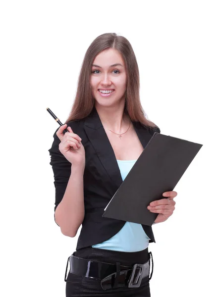 Primer plano. mujeres de negocios exitosas con documents.isolated en blanco —  Fotos de Stock