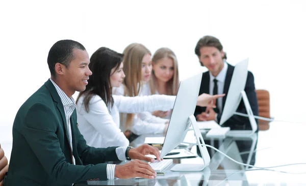 Business People At The Meeting Discuss Current Issues At The Modern Office — Stock Photo, Image