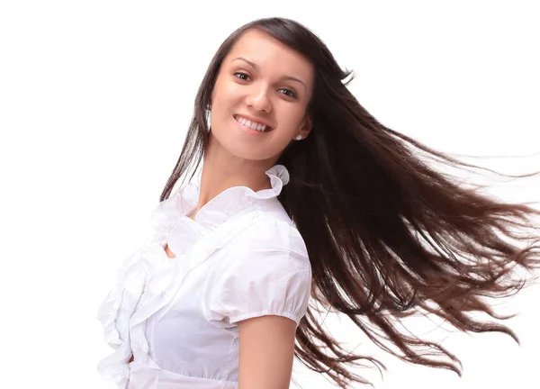 Fechar. retrato de uma jovem mulher confiante . — Fotografia de Stock