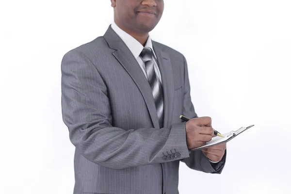 Executive businessman with documents.isolated on white background — Stock Photo, Image