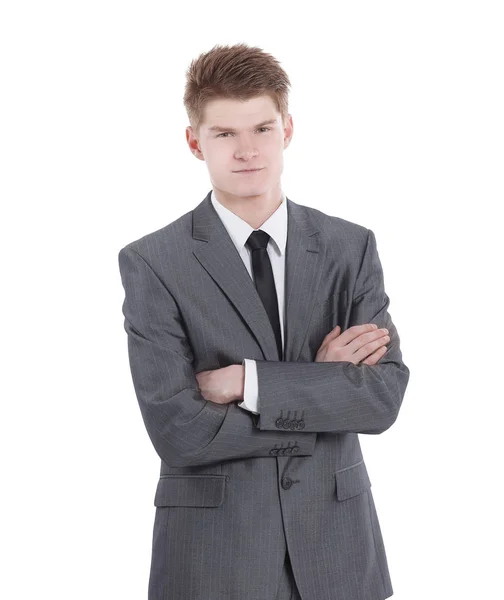 Half-length portrait of business man with crossed hands, — Stock Photo, Image