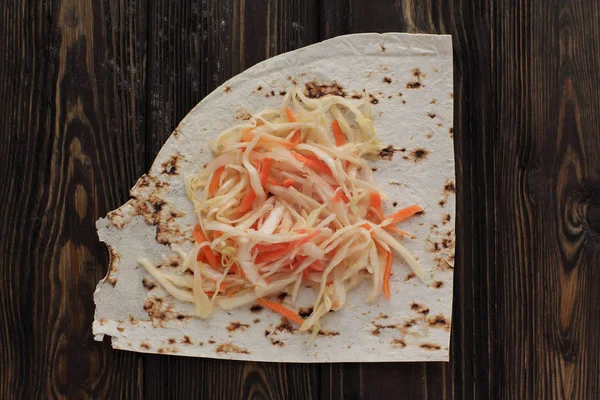 Lavash e repolho para fazer caseiro Shawarma — Fotografia de Stock