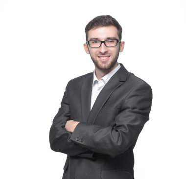 beyaz üzerine kendine güvenen genç businessman.isolated portresi