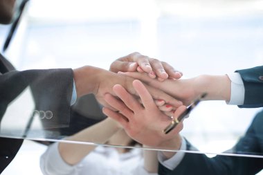 Birlik gösterilen alt view.closeup.business takım. ekip çalışması kavramı