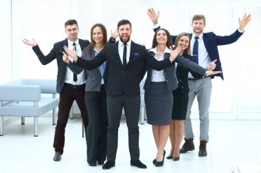 mutlu iş takım office arka plan üzerinde portresi