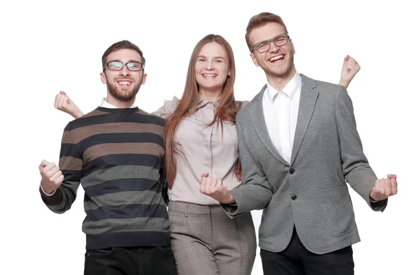 Close up. a group of happy young people . — стоковое фото