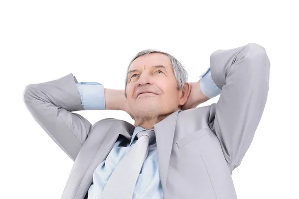 Successful Mature businessman sitting on an office chair. — Stock Photo, Image