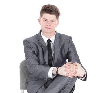 yakışıklı endişe iş adamı. Beyaz arka plan üzerinde izole.