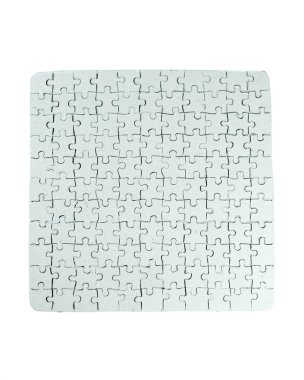 yakın çekim. puzzle parçaları toplanan gri boş tebrik kartı 