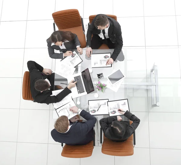 Top view.business team in ufficio workplace.photo con spazio di copia — Foto Stock