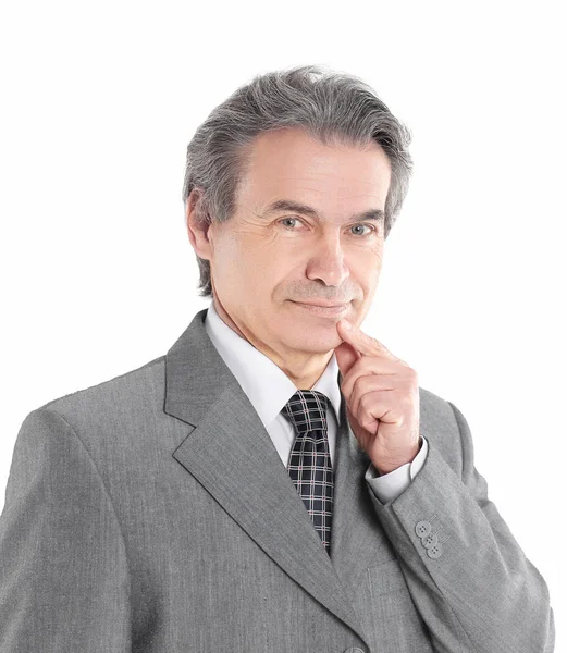 Portrait of pensive businessman on white background.photo with copy space — Stock Photo, Image