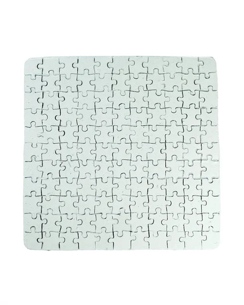 Fecha. cartão branco cinzento recolhido a partir de peças de quebra-cabeça — Fotografia de Stock