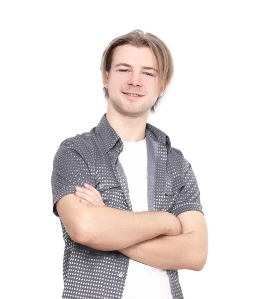 Porter çağdaş adam beyaz jeans.isolated