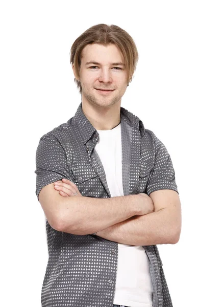 Stylish smiling guy in the fancy shirt. — Stock Photo, Image