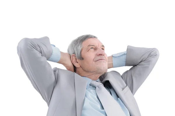 Successful Mature businessman sitting on an office chair. — Stock Photo, Image