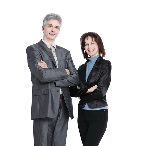 Portrait of businessman and business woman. isolated on white background Stock Image