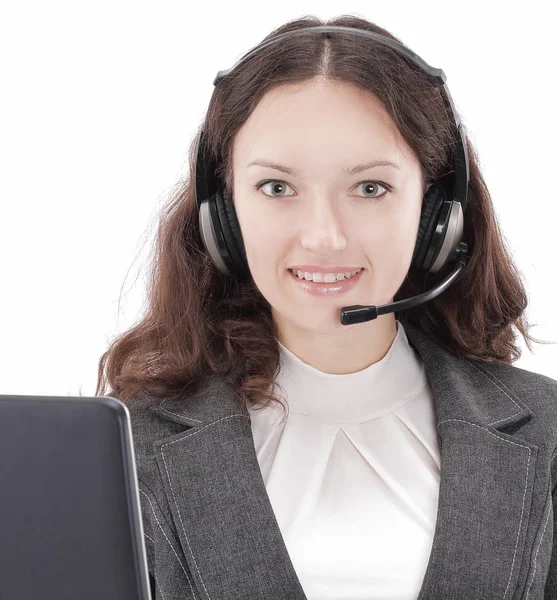 Centro de llamadas closeup.employee comunicarse con el cliente — Foto de Stock