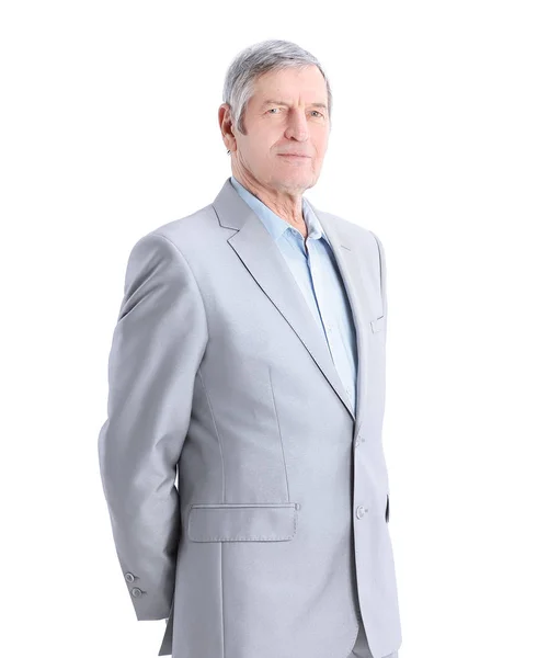 Serio uomo d'affari anziano.isolato su uno sfondo bianco — Foto Stock