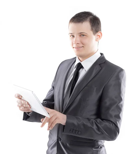 Portrait of businessman with digital tablet.isolated on white background Stock Picture