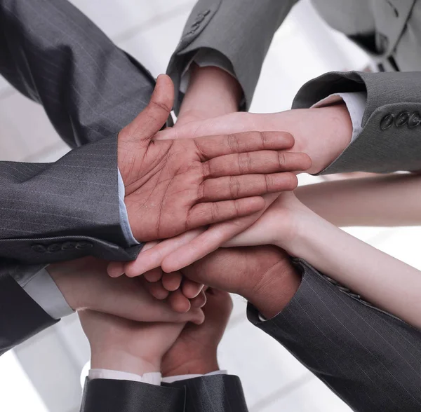 Closeup.International business team tonen hun eenheid. concept van teamwork. — Stockfoto