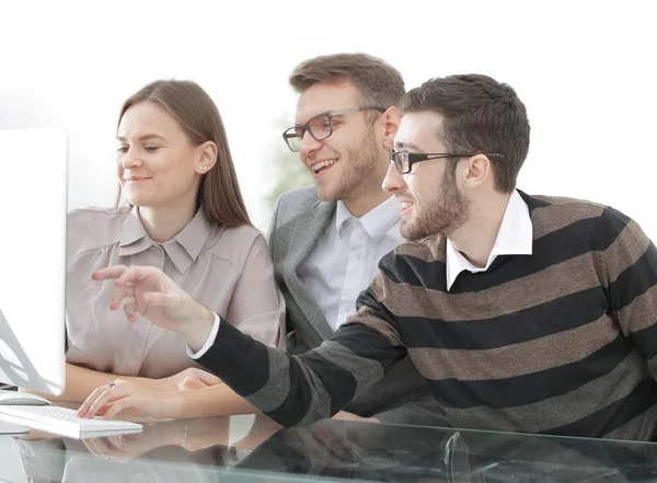 Group business partners discussing new project at meeting in office room — Stock Photo, Image