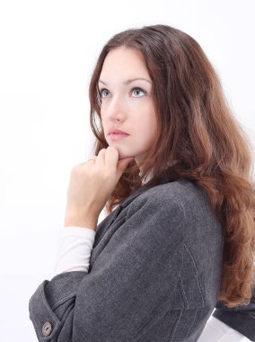 beyaz üzerine emin iş woman.isolated portresi.