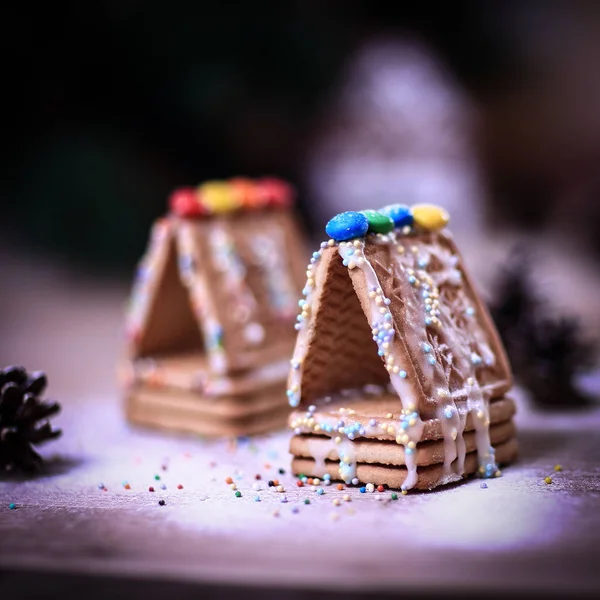 Kerstkeuken. achtergrond afbeelding cookies en sinaasappels op de — Stockfoto