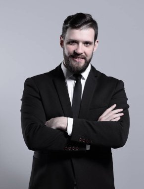 gri arka plan üzerinde başarılı bir businessman.isolated portresi