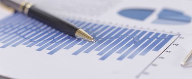 up.Financial planı ve tükenmez kalem metin alanı olan desktop.photo üzerinde kapatın