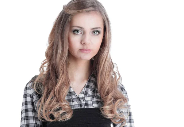 Portrait of a young woman assistant .isolated on white — Stock Photo, Image