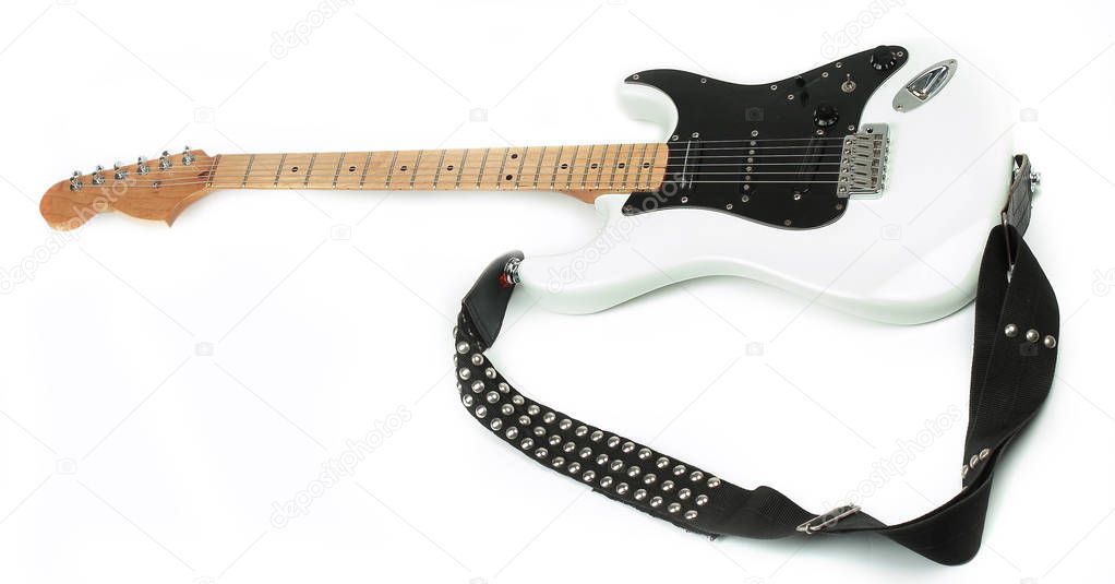 closeup. modern electric guitar on a white background.