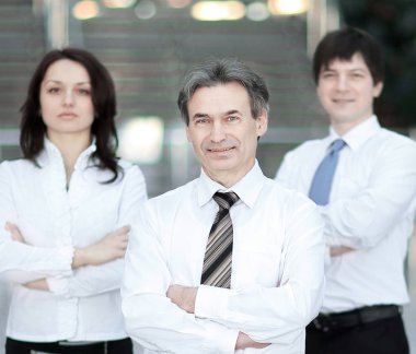 tam büyüme. başarılı iş takım Office portresi.