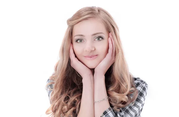 Closeup.portrait of a young business woman.isolated on white — Stock Photo, Image