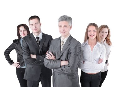 takım lideri ile coworkers arka planda duruyor.