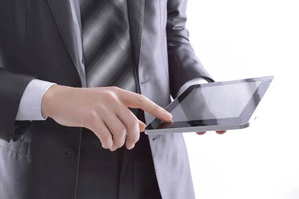 Close up.businessman tocando la pantalla de la tableta digital — Foto de Stock