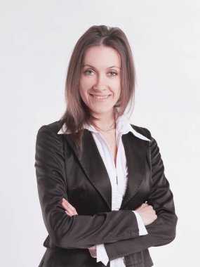 Beyaz arka plan üzerinde genç iş woman.isolated portresi