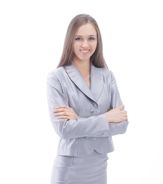 Portret van een vertrouwen business lady .isolated op wit — Stockfoto
