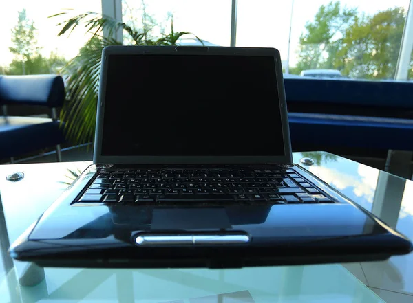 Close up. open laptop on the table — Stock Photo, Image