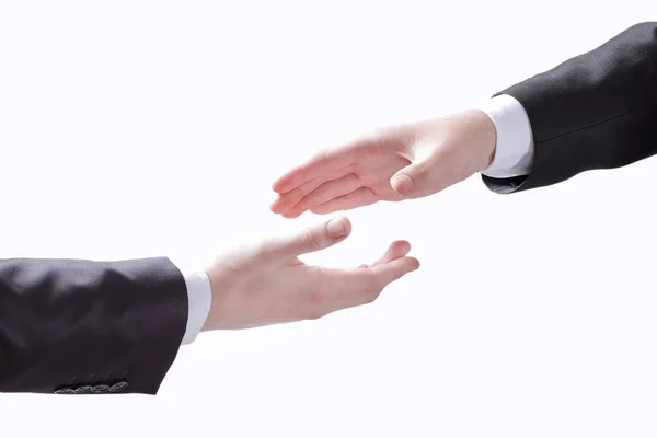 Business people stretching out their hands for a handshake — Stock Photo, Image