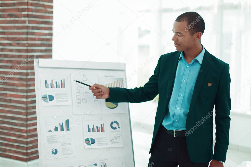 young businessman making presentation of a new financial project