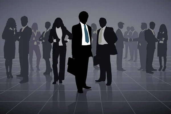 Конспект группы деловых людей на черном фоне — стоковое фото