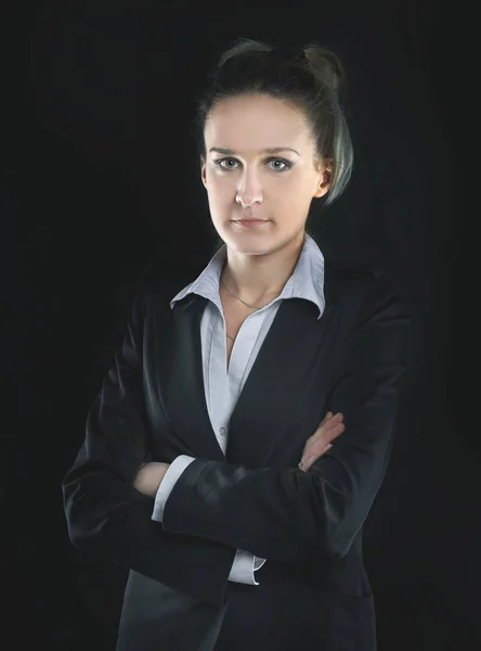 Portrait of confident business woman .isolated on black background — Stock Photo, Image