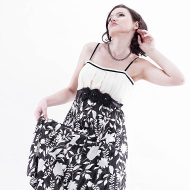 Beyaz genç şık modern woman.isolated portresi