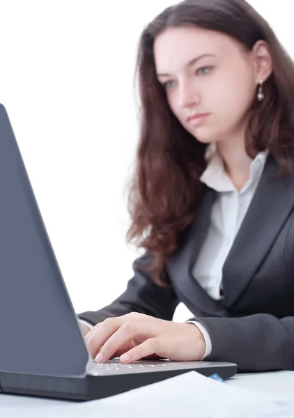 Woman working at home office hand on keyboard close up — Stock Photo, Image