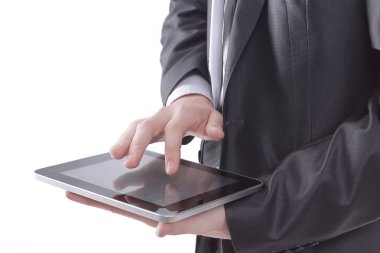 Dijital tablet ekran dokunarak up.businessman kapatın