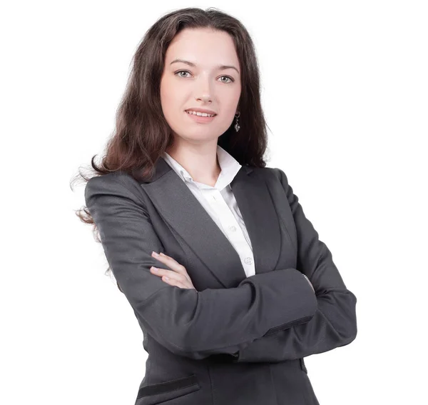 Porträtt av framgångsrikt företag woman.isolated på vit — Stockfoto