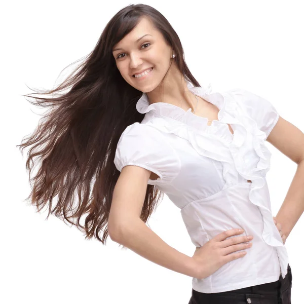 Bela mulher de negócios com o cabelo estragado — Fotografia de Stock