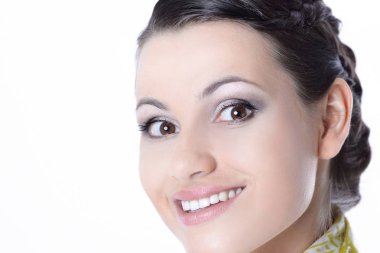 closeup.beautiful modern kız de kopya alanı ararken