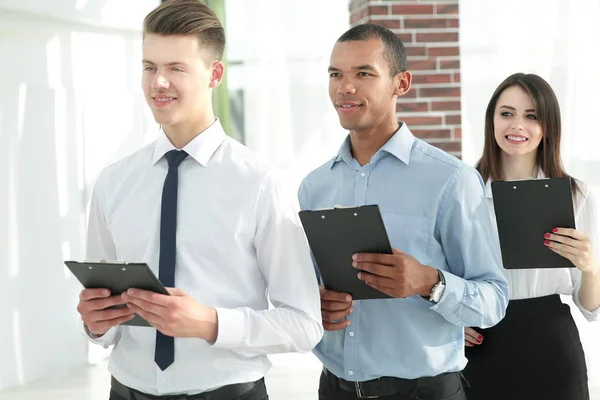 Portrait of an Executive business team on office background — Stock Photo, Image